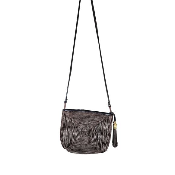 SAMIR Brown Weave Vintage Soft Leather Small Crossbody Bag - Picture 1 of 12